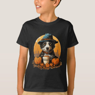 Frauen Hund Halloween V-Ausschnitt T-Shirt