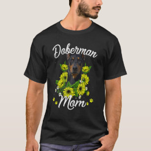 Frauen Hundemama Muttertag Sonnenblume Dobermann M T-Shirt