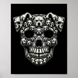 Frauen Hundeschädel Röntgen Halloween Skelett Schw Poster