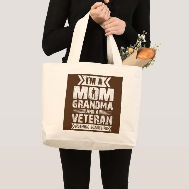 Frauen, ich bin eine Oma der Mama und ein Veteran  Jumbo Stoffbeutel (Vorderseite (Produkt))