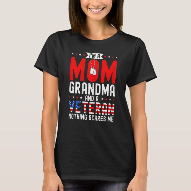 Frauen Ich bin eine Oma der Mama und eine Veterane T-Shirt (Vorderseite)