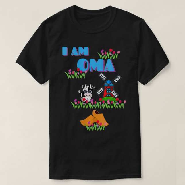 FRAUEN ICH BIN OMA (Großmutter) COW, WINDMILL, TUL T-Shirt (Design vorne)