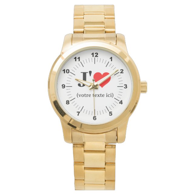 Frauen ich Herz Oversized Gold Bracelet Watch Armbanduhr (Vorderseite)