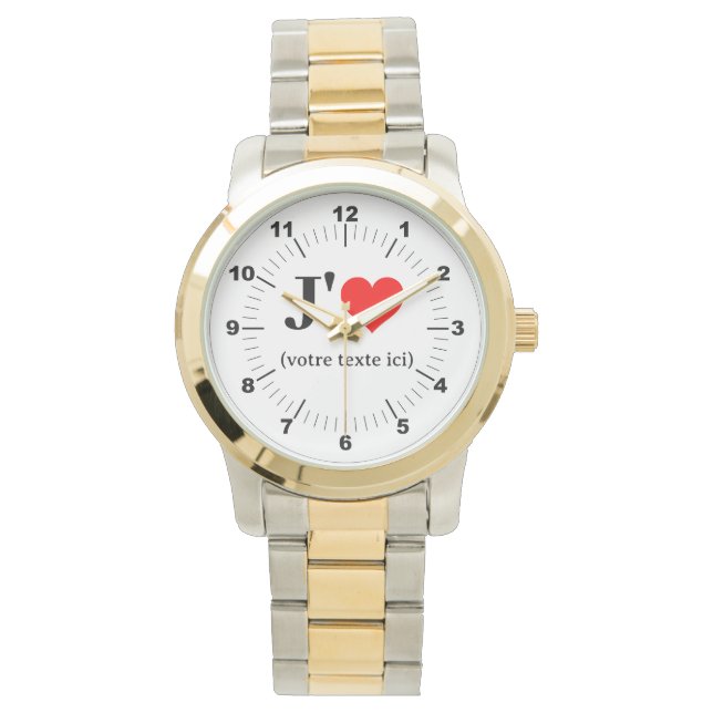 Frauen ich Herz Oversized Zwei-Tone-Armband beobac Armbanduhr (Vorderseite)