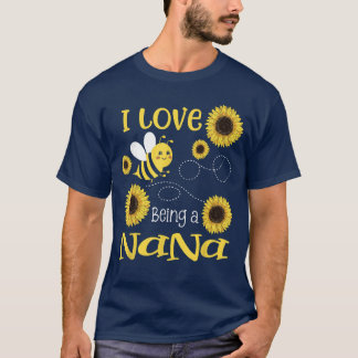 Frauen Ich Liebe Ein Nana Sonnenblume Biene Liebha T-Shirt