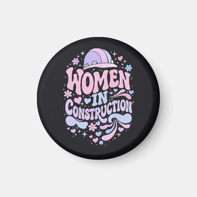 Frauen im Baugewerbe Retro-Empowerment Magnet (Vorne)