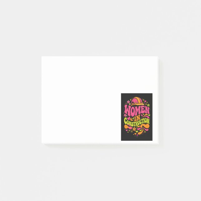 Frauen im Baugewerbe Retro-Empowerment Post-it Klebezettel (Vorderseite)