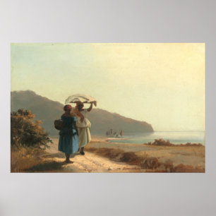 Frauen im Chat auf See - Camille Pissarro Kunst Poster