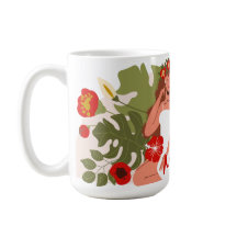 Frauen im Garten, rote Blume, grüne Folien