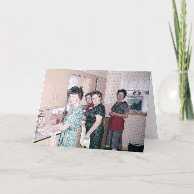 Frauen im Retro-Gästekarte Karte (Vorderseite)