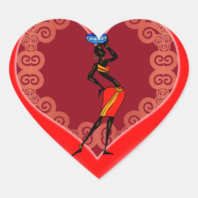 Frauen in Afrika Herzsticker Herz-Aufkleber (Vorderseite)