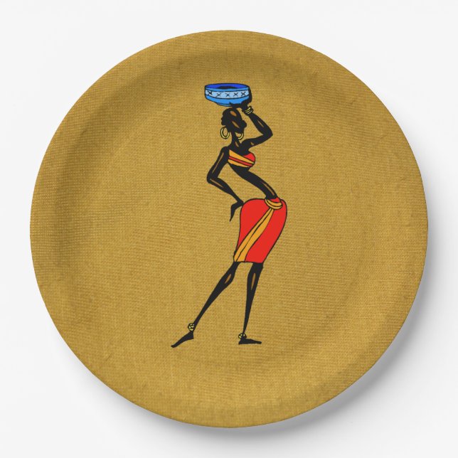 Frauen in Afrika Pappteller (Vorderseite)
