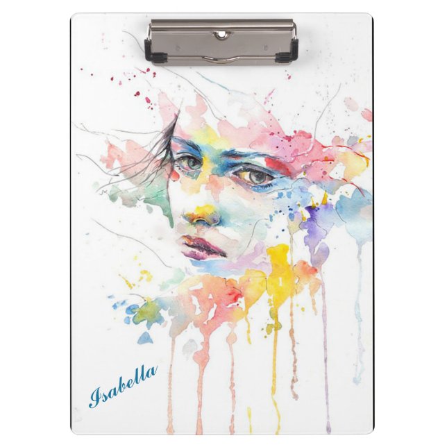Frauen in Aquarellen Klemmbrett (Vorderseite)