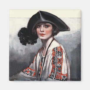 Frauen in bestickter Bluse Magnet