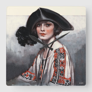 Frauen in bestickter Bluse Quadratische Wanduhr