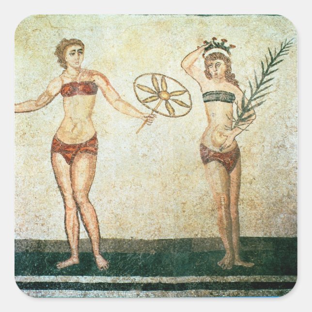 Frauen in "Bikinis" Quadratischer Aufkleber (Vorderseite)