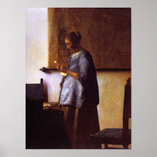 Frauen in blau lesen einen Brief Poster