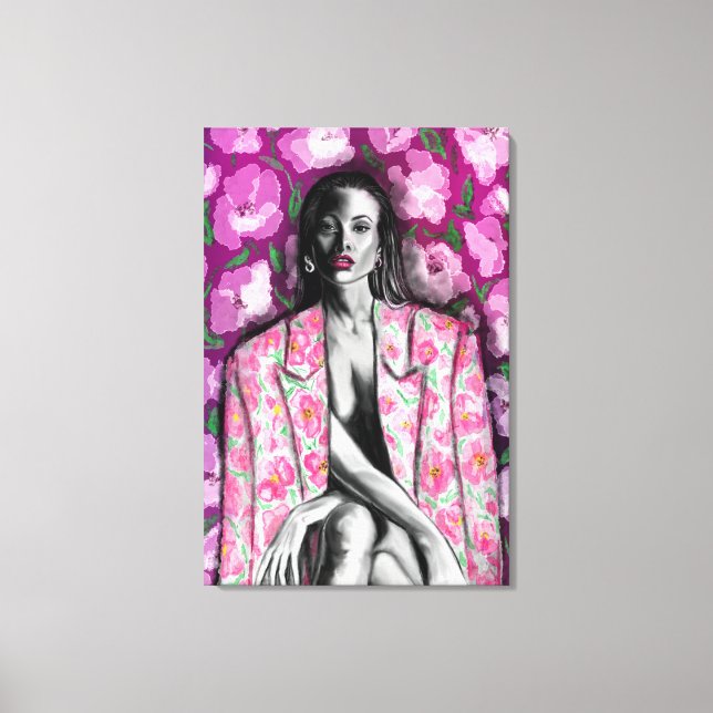 Frauen in Blume Jacket Canvas Print Leinwanddruck (Vorderseite)