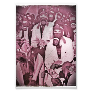 Frauen in den Gasmasken Fotodruck