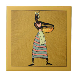 Frauen in der afrikanischen Keramik Tile Fliese