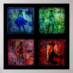 Frauen in der FarbMedien-Grafik Poster