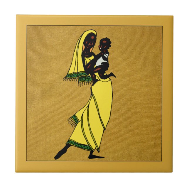 Frauen in der Keramik Afrikas Fliese (Vorderseite)