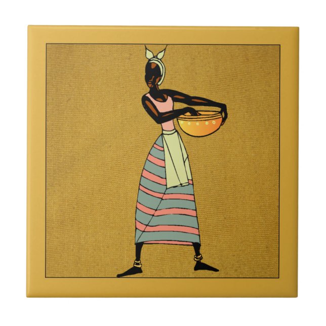 Frauen in der Keramik Afrikas Fliese (Vorderseite)