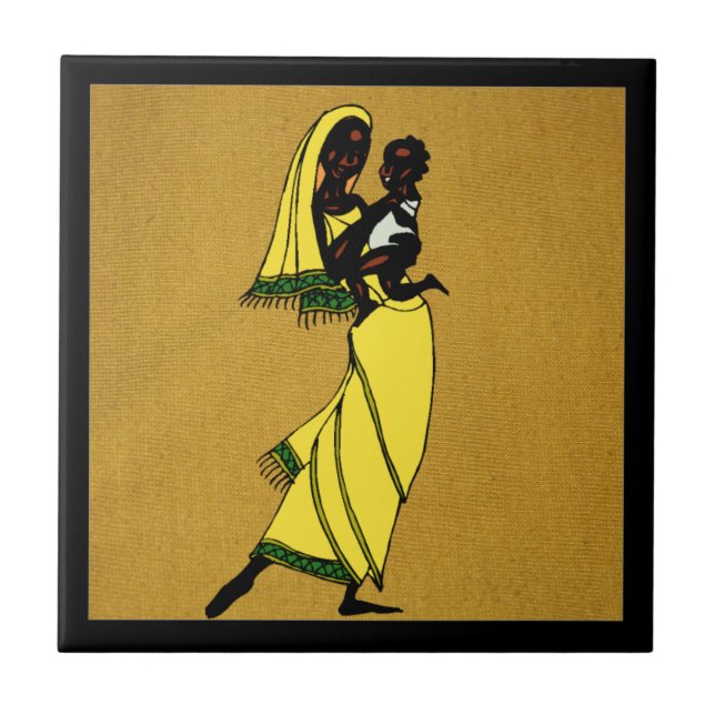 Frauen in der Keramik Afrikas Fliese (Vorderseite)