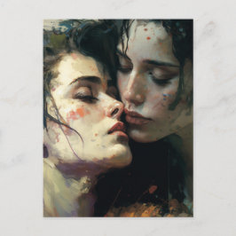 Frauen in der Liebe strahlend farbenfrohe Malerei Postkarte