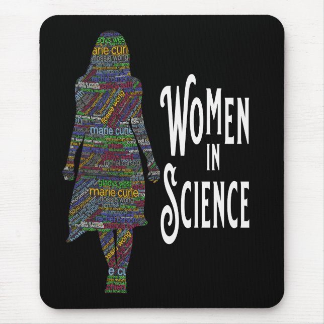 Frauen in der Wissenschaft Silhouette Wortschatz Mousepad (Vorne)