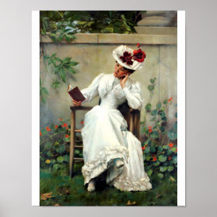 Frauen in einem Gartenposter lesen Poster