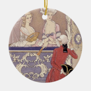 Frauen in einem Theater-Kasten, Illustration von Keramikornament