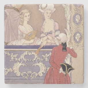 Frauen in einem Theater-Kasten, Illustration von Steinuntersetzer