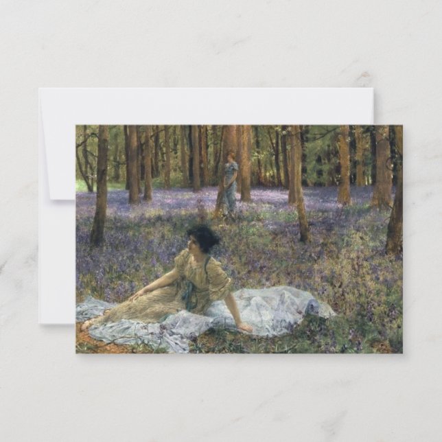 Frauen in einem Wald von Bluebell-Blume Karte (Vorderseite)