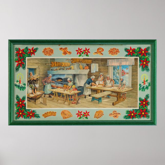 Frauen in einer Bäckerei - alte Abbildung Poster (Vorne)