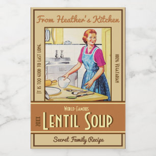 Frauen in Küche Kochen Vintagen Gebrauchsanweisun Lebensmitteletikett