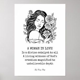 Frauen in Liebe Gedicht, Schwarz und Weiß mit Rose Poster