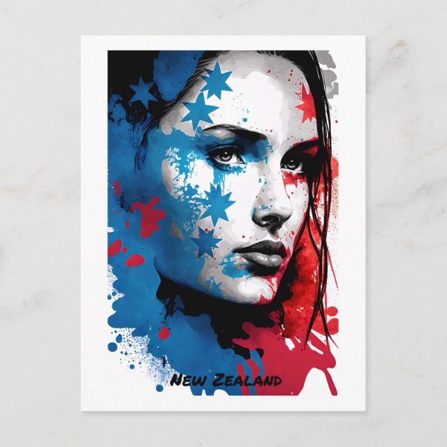 Frauen in Neuseeland: Abstrakte Malerei Postkarte (Vorderseite)
