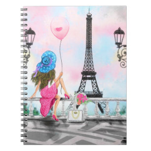 Frauen in Paris-Notebook mit Eiffelturm Notizblock