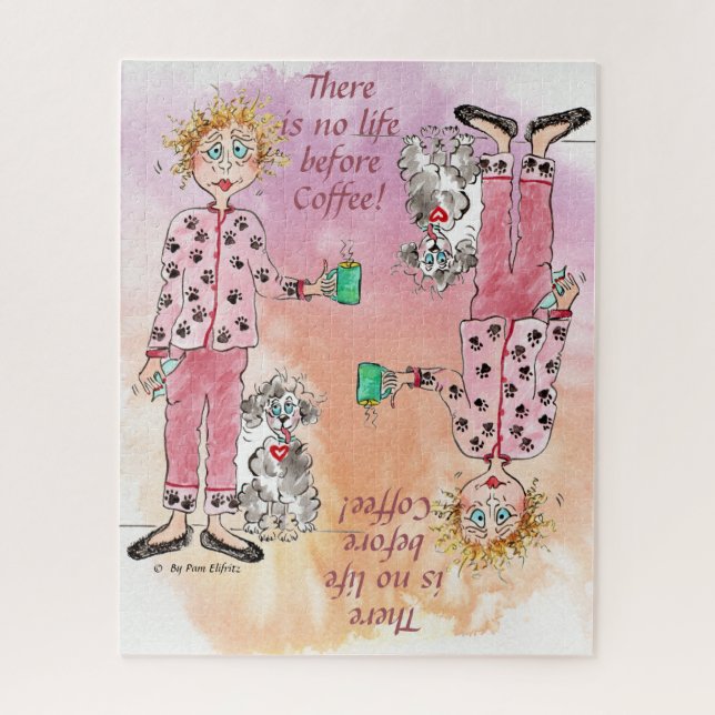 Frauen in Schlafanzug brauchen ihren zeichnend Kaf Puzzle (Vertikal)