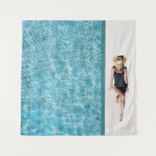 Frauen in schwarzem Bikini Boden und weißer Sonnen Wandteppich