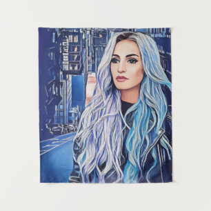 Frauen in urbaner Abstrakter Kunst Wandteppich