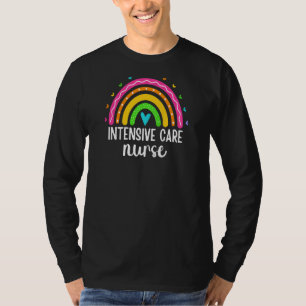 Frauen Intensivpflege Krankenschwester Regenbogen T-Shirt