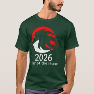 Frauen Jahr des Pferdes 2026 Feuerpferd Chinesisch T-Shirt