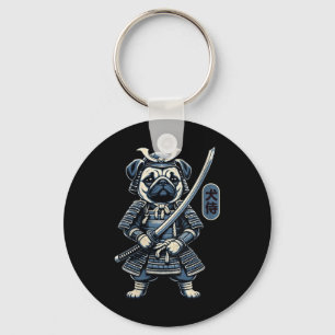 Frauen Japanischer Samurai-Hund-Tattoo, Pug-Hund K Schlüsselanhänger