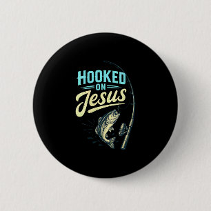 Frauen Jesus Glaube Fisch Angeln Vintage-Design  Button