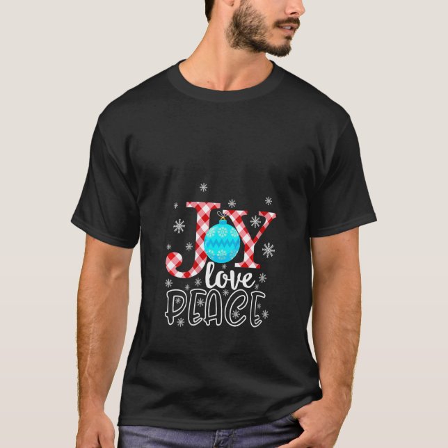 Frauen JOY LIEBE PEACE Weihnachten Schneeflocken B T-Shirt (Vorderseite)
