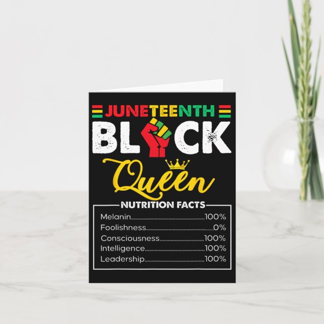 Frauen Juneteenth Black African Queen Nutritional Karte (Vorderseite)