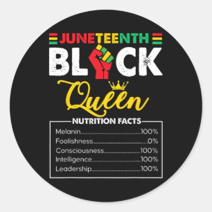 Frauen Juneteenth Black African Queen Nutritional Runder Aufkleber