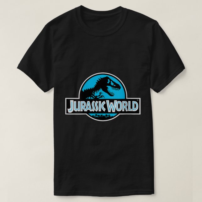 Frauen Jurassic World Basic Blue Logo Grafik VNec T-Shirt (Design vorne)